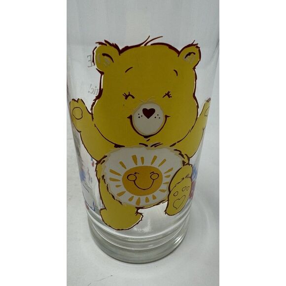 VINTAGE 1983 Care Bears Pizza Hut Drinking Glasses Set of 3 Tenderheart FunshIne - Picture 8 of 9